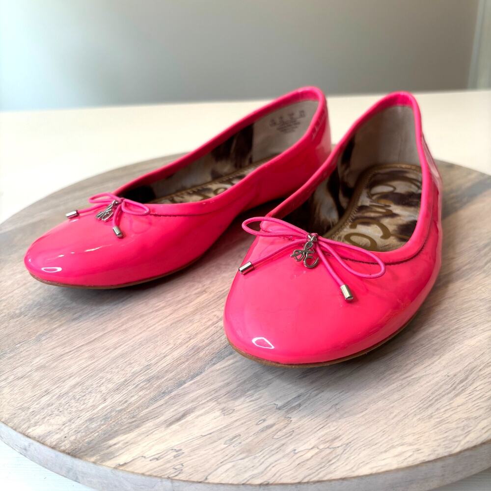 Sam Edelman Felicia Pink Patent Leather Ballet Flats Shoes US Size 8.5 M 8.5M